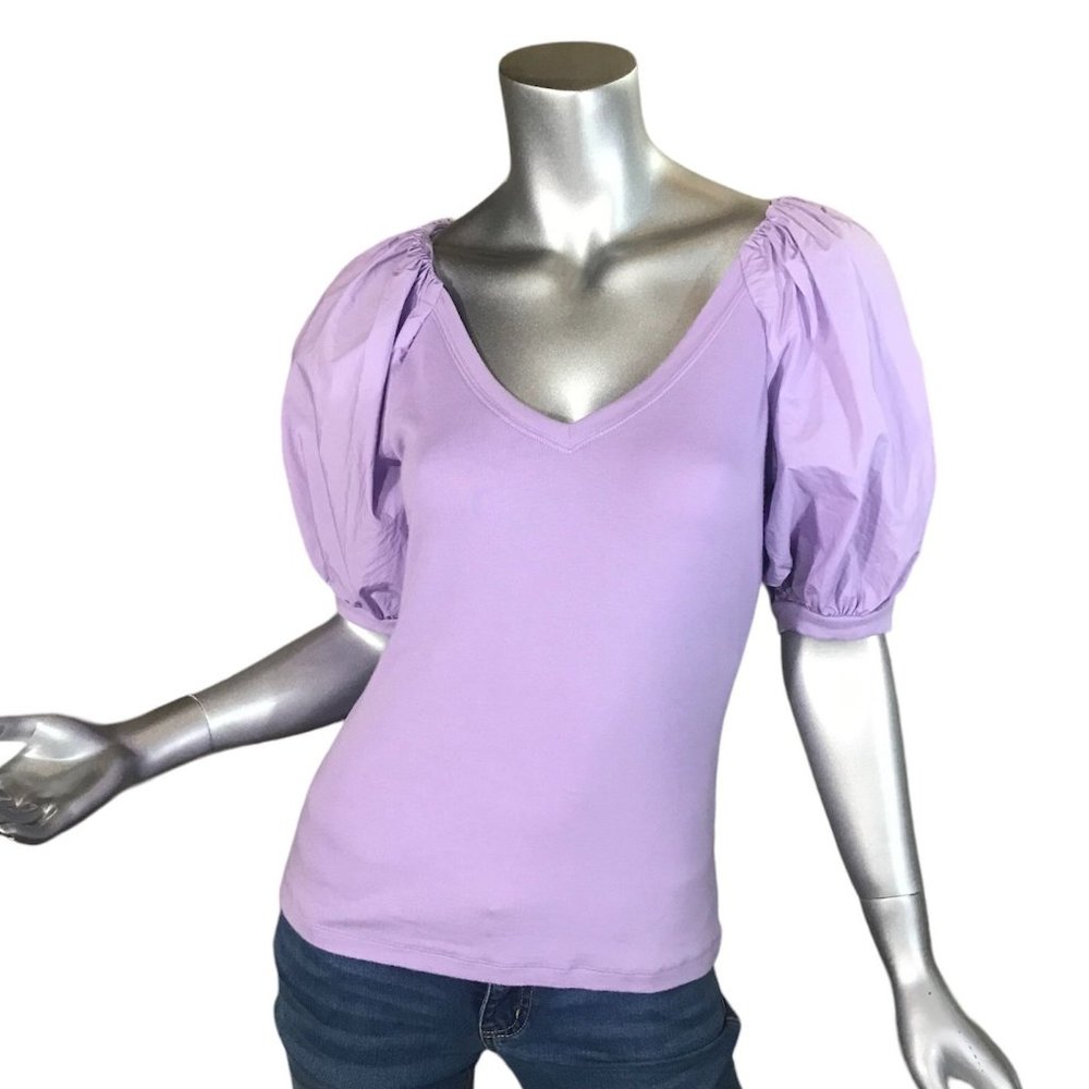a loves a Small Women's Purple Stretchy Soft Top Puffy Sleeves Blouse